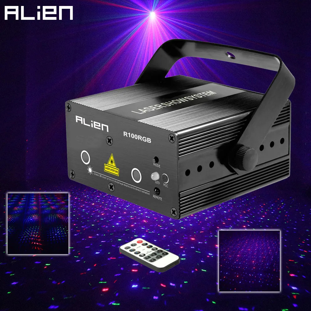 Миниатюрный лазерный прожектор ALIEN с RGB-звездами и точками сцсветильник ческий