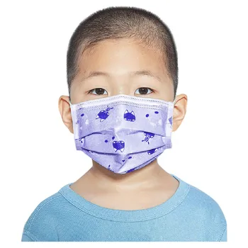 

60PCS 3 Layers Disposable Mask Breathable Non-woven Fabric Mask Blue Green Purple Cartoon Printed Face Mask Masque Enfant