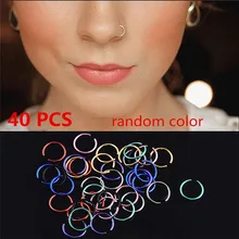 Лидер продаж 40 шт./упак. 8 мм в нос кольцо ложная перегородка, ювелирное изделие для тела, Нержавеющая сталь для пирсинга носа кольца