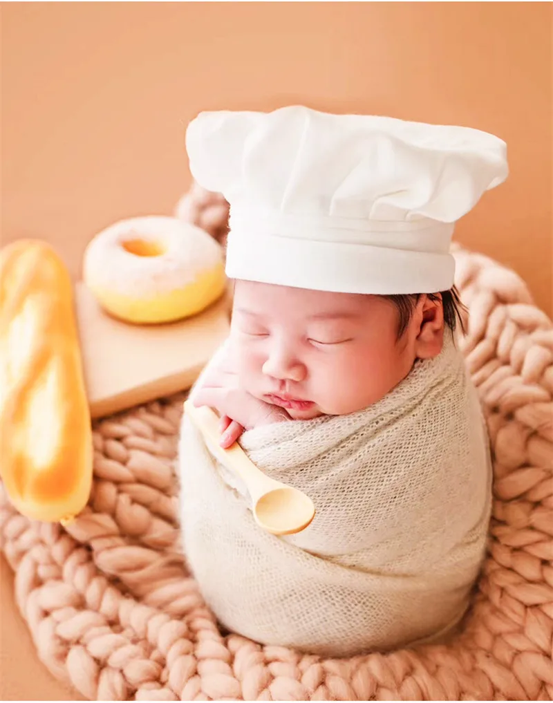 15 Days Food Cook Costume Studio Newborn Shoot Chef Apron Bebe Photo  Accessories Set Baby Photogrpahy Props New Born Doll Hat - AliExpress