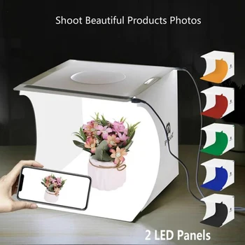 

20cm 2 Led Mini Lightbox Product Shoot Light Box Easy Used Photo Studio Softbox Photography Box Light Tent Photo Background Kit