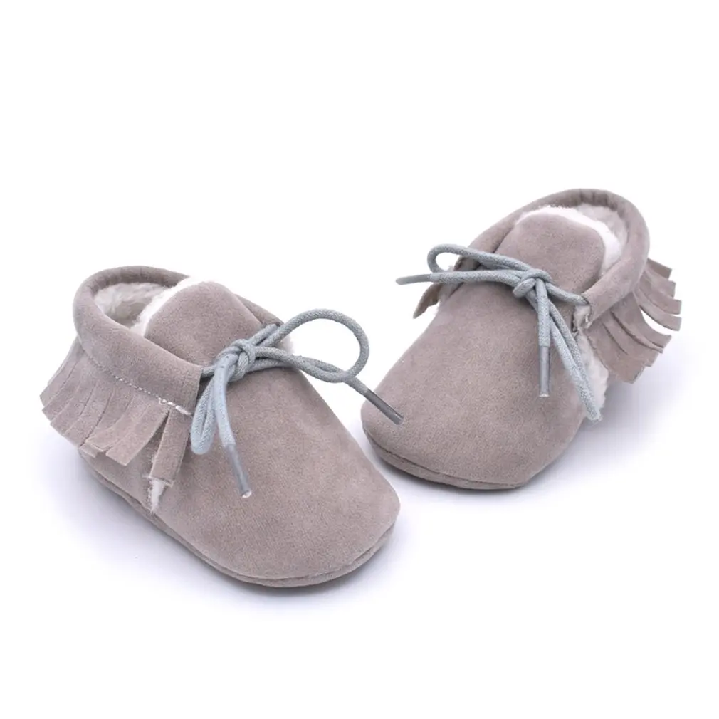 light gray 12 M613; модная обувь подходящего цвета; милый дизайн; мягкая Нескользящая детская обувь для малышей; повседневные прогулочные ботинки с бахромой для повседневной носки - Цвет: light gray 12