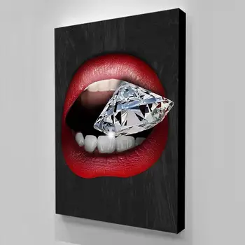 

Home Decor Diamond Mouth Eat Modular Poster Red Cool Gift Pictures Wall Art Canvas Printed Painting Living Room Modern Artwork