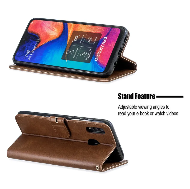 Чехол-книжка из искусственной кожи SUEF для samsung Galaxy A20 A30 A205, 4 широкие чехлы для телефонов, мягкий чехол-бумажник из ТПУ с подставкой и отделением для карт