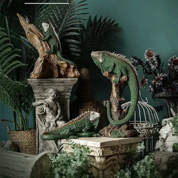 

WU CHEN LONG American Retro Lizard Art Sculpture Cabrite Statue Animal Ornaments Resin Craft European Home Decoration R4460