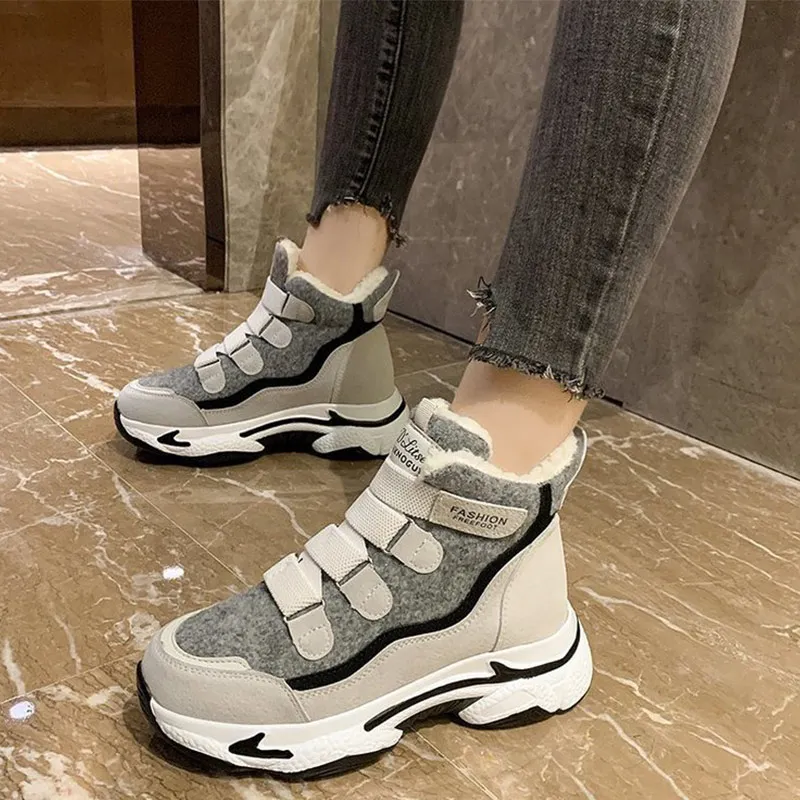 Winter Women's Sneakers Thick Platform Fashion Casual Ankle Boots Shoes Woman Plush Warm Footwear Women Hook Loop Female Shoes