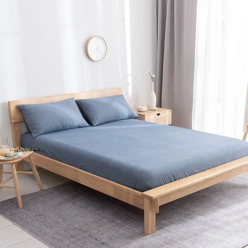 Однотонный потертый хлопковый односпальный Комплект постельного белья queen king size набор постельного белья, одежда, пододеяльник, простыня