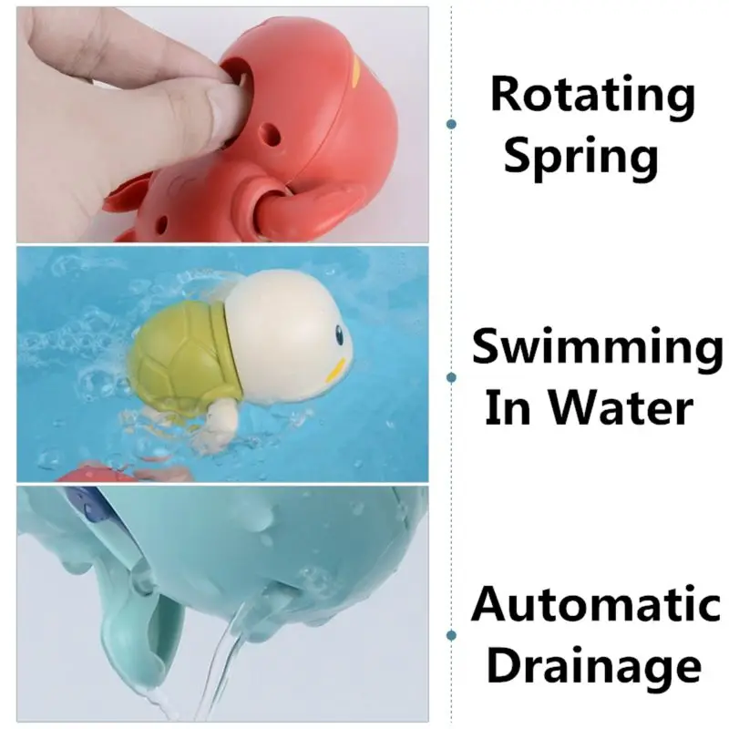 New Cute Cartoon Animal Tortoise Classic Baby Water Toy Infant Swim Turtle Wound-up Chain Clockwork Kids Beach Bath Toys