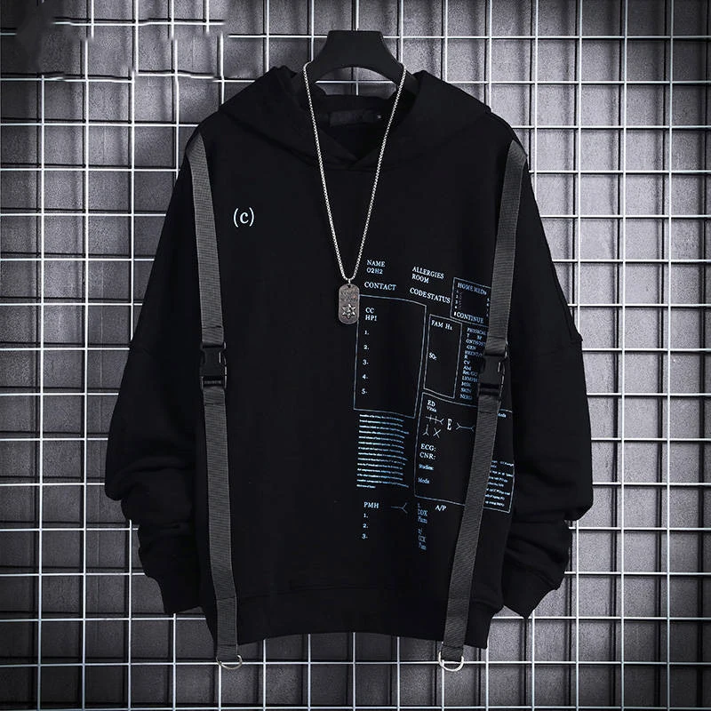 1 5XL Япония письмо печатных толстовки для мужчин Harajuku японский уличная мужская толстовка с капюшоном хип хоп черные мужские осенние толстовки забавные - Цвет: 1