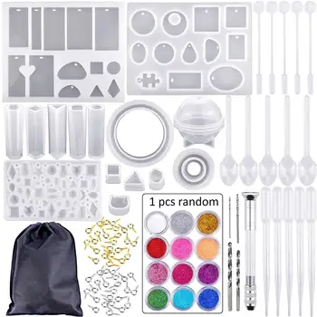

83 DIY Crystal Epoxy Tool Set Bracelet Pendant Jewelry Silicone Mold Combination with Drill Bit Best