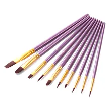 Mrosaa 10 шт. фиолетовый художественная краска для волос кисти для акварели нейлоновая Кисть художественная акриловый набор кистей уп масла для рисования