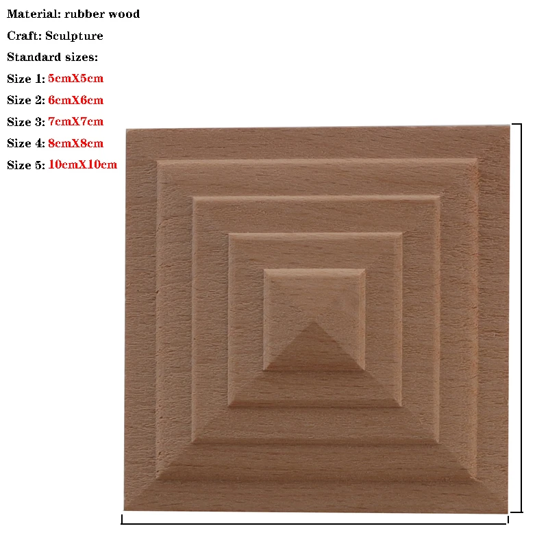 European Decal Square Solid Round Door Heart Flower Furniture Decoration Accessories Carved Walls Wood Applique Onlay RUNBAZEF ornament crafts