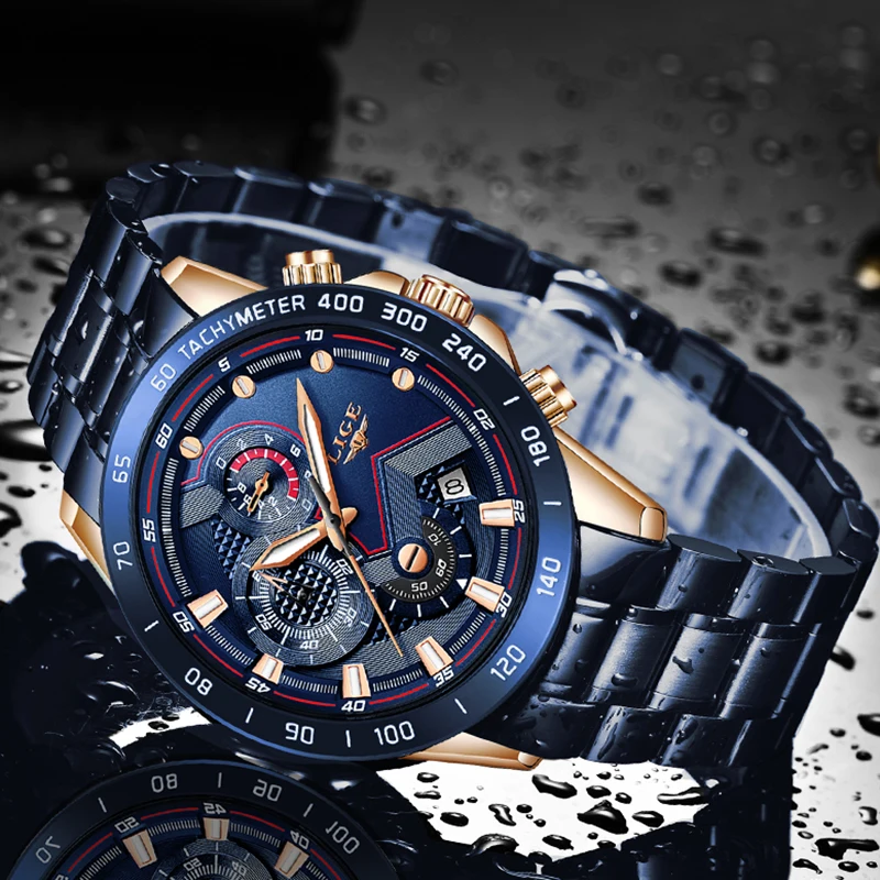 Kaufen LIGE Neue Business Männer Uhr Luxus Marke Edelstahl Armbanduhr Chronograph Army Military Quarz Uhren Relogio Masculino
