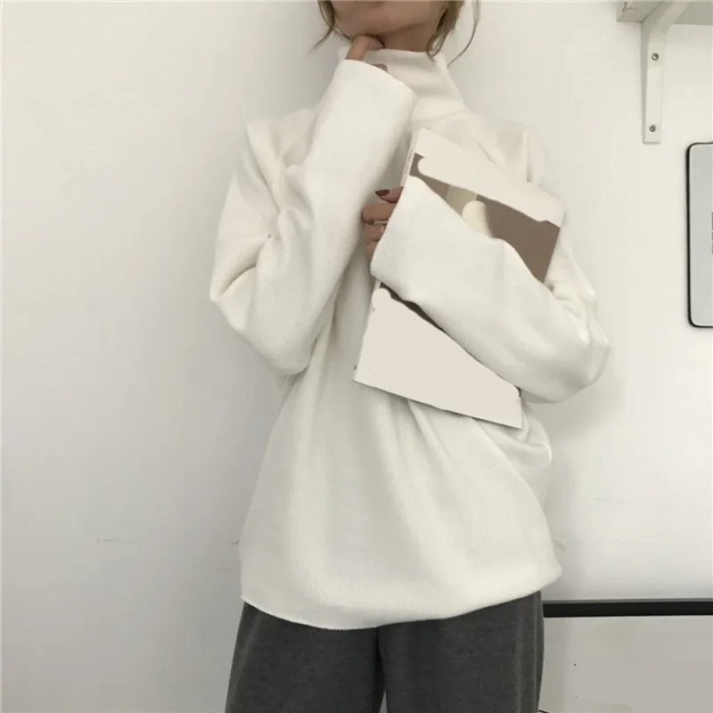 White Sweater RINCININA, зимний женский свитер с длинным рукавом, вязаный пуловер, джемпер, водолазка, кашемировый свитер, женские повседневные свитера, женские - Цвет: White Sweater