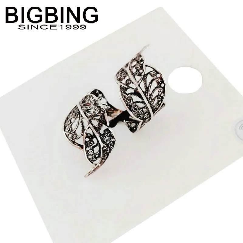 M140 BIGBING fashion silver hollow leaf open rings small multi size golden simple finger ring set 3 rings fashion jewelry