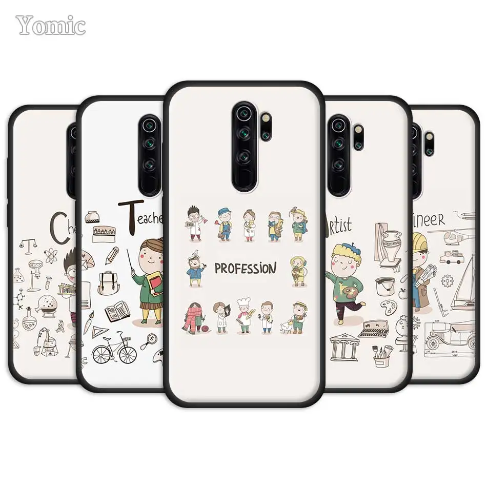 

Cute Profession Teacher Soft Cases for Xiaomi Redmi Note 8 7 K20 6 Pro 6A 7A 7S 4 4X 5 Plus Black Silicone Phone Pouch Cover