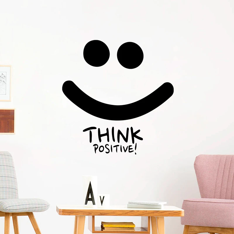 Think Positive Smile Wall Decals Motivation Quotes Inspiration Wall Stickers For Home Decor Bedroom Removable Office Art Poster