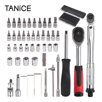 

TANiCE 46Pcs 1/4" Torque Wrench 5-25NM Socket Wrench Set with Small Sleeves 1/4 Ratchet Box Household Manual Tool Set (UK Stock)
