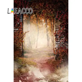 

Laeacco Old Brick Wall Door Vine Way Forest Party Child Natural Scenic Photographic Background Photo Backdrop Photo Studio