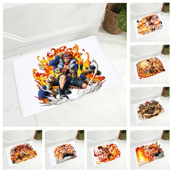 

Japan Anime Cartoon Luffy Floor Mat for Bedroom One Piece Ace Dining Hall Non-Slip Decor Doormat Soft Flannel Carpet 40x60cm