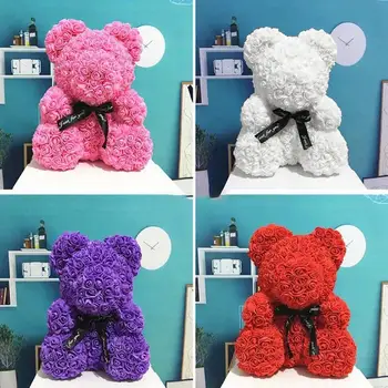 

Valentines Day Gift 25cm Red Bear Rose Teddy Bear Rose Flower Artificial Decoration Christmas Gift for Women Valentines Gift