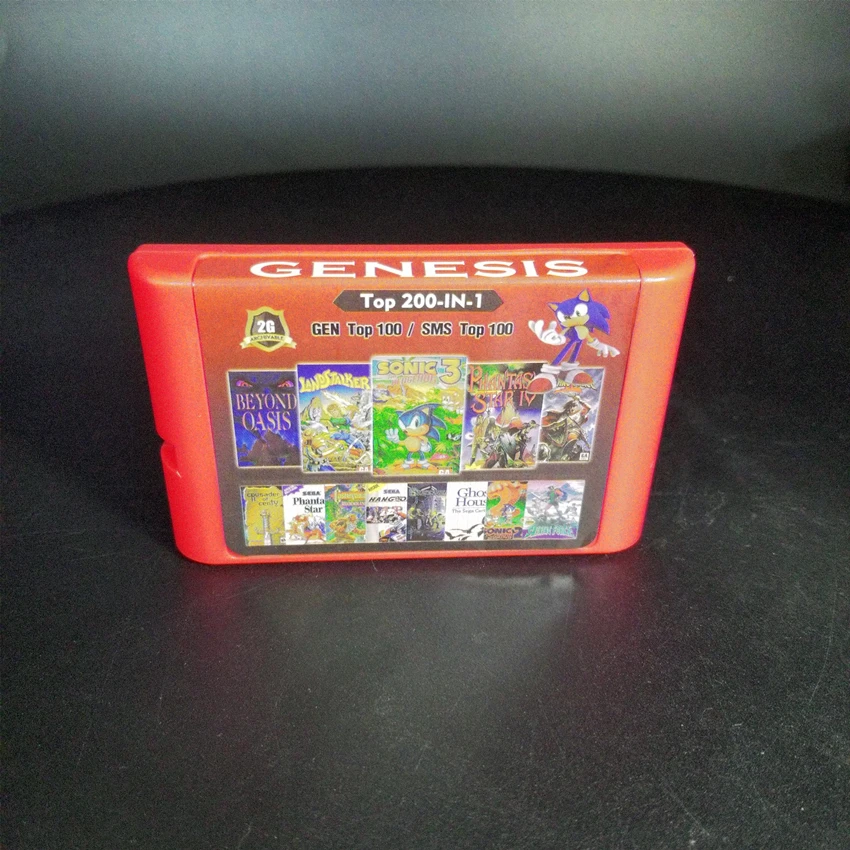 Красный 2G Hot Chip Save 200 в 1 игровая карта для sega Megadrive Genesis с Shining Force II, кастлеванией, Musha Sonic The Hedgehog 3 - Цвет: Красный