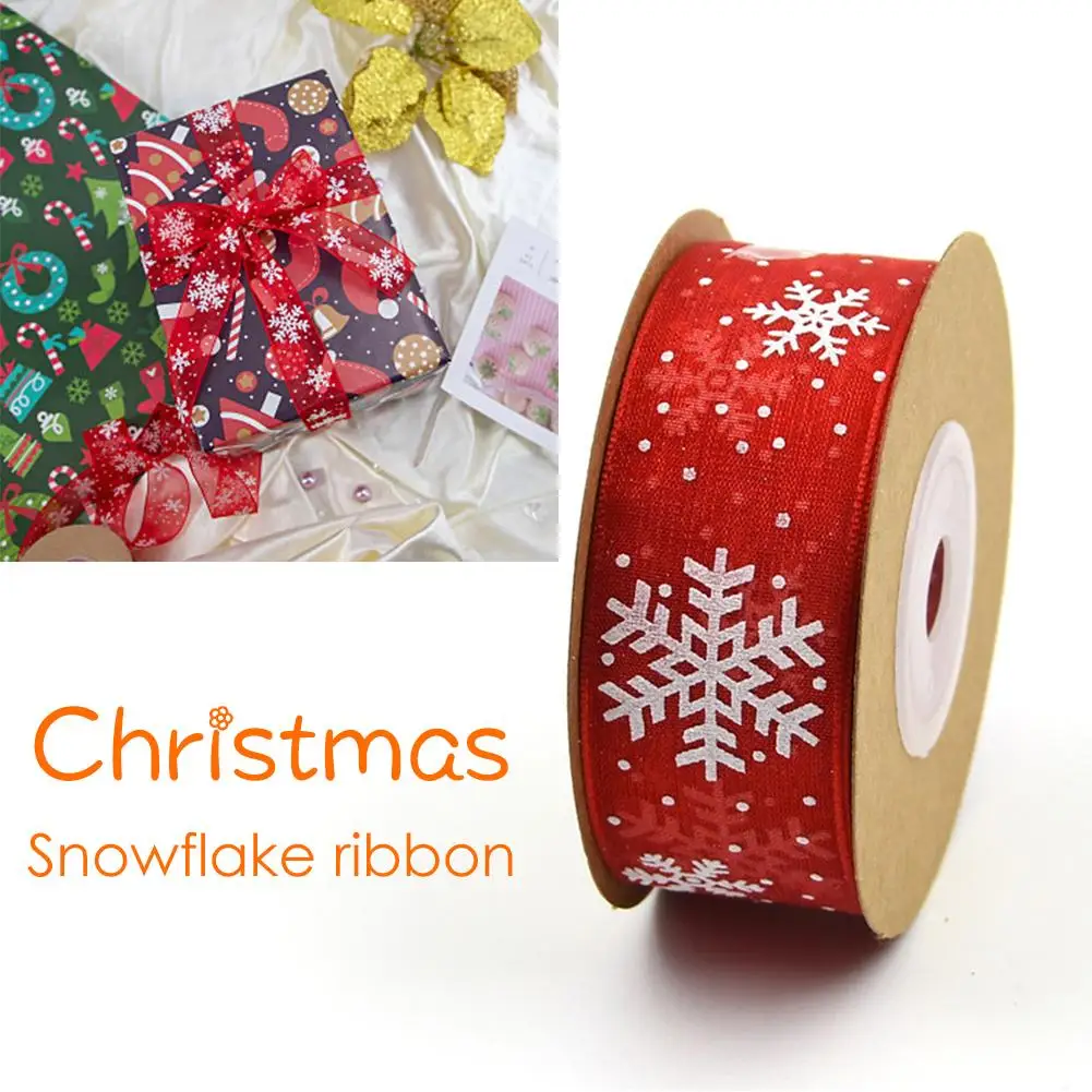 5/20m Christmas Decoration Transparent Snowflake Ribbon Gift Packaging Hair Accessories DIY Material Foam Printing Tape 25MM