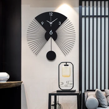 

Geometric Art Wall Clock Black Pendulum Simple Creative Mute Wall Clocks Modern Living Room Relogio De Parede Home Decor AB50WC
