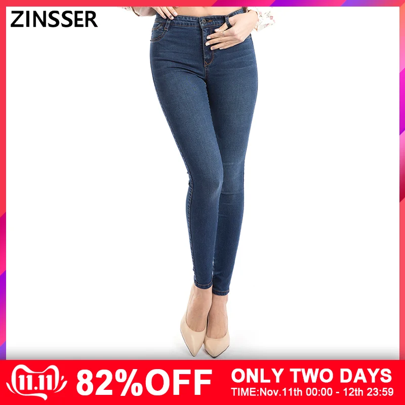 Kaufen 11,11 Herbst Winter Frauen Denim Dünne Hosen Super Stretch Gefälschte Front Tasche Taille Blau Grau Schwarz Dünne Elastische Dame Jeans