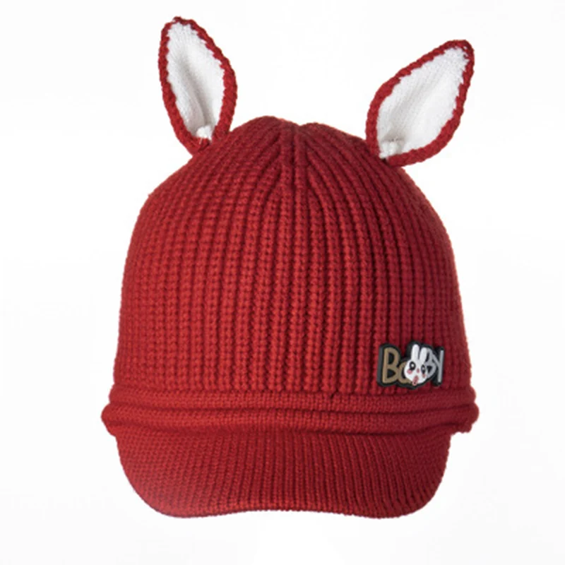 Fashion Rabbit Ear Baby Caps Hats Knitted Woolen Turban Beanie Warm Caps Soft Hat For Childern Girls Boys Bonnet Autumn Winter