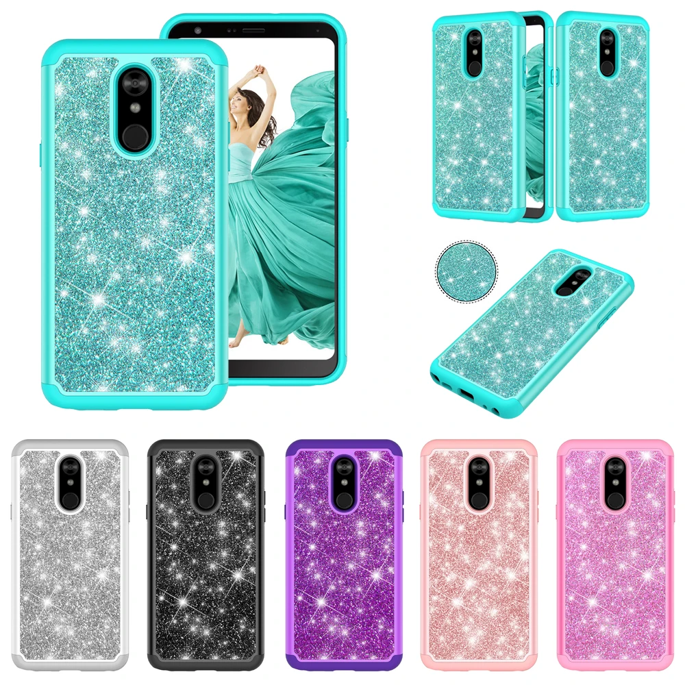 

Glitter Case For LG Stylo 5 4 G8 G7 V40 Q7 ThinQ Q Stylus 4 Bling Dual Layer Heavy Duty Shockproof Girls Case For LG K40 K8 K10 2018 Cover