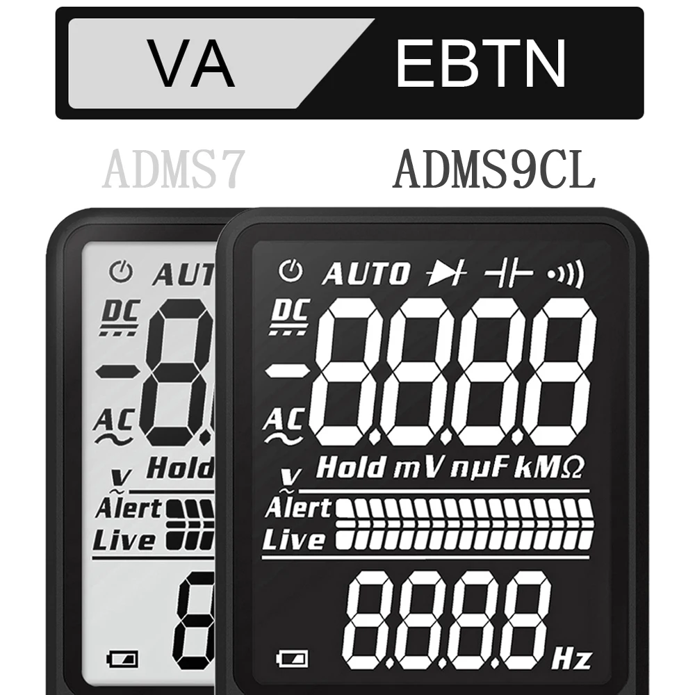 Ультра-Портативный Цифровой мультиметр BSIDE ADMS7 S9CL Большой 3," ЖК-дисплей 3 он-лайн Дисплей вольтметр переменного тока в постоянный Напряжение бесконтактная проверка напряжения переменного Гц Тестер