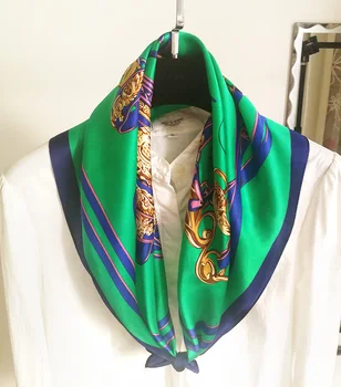 

Women's 100% Pure Silk 12mm Printed Square Scarf Wrap Kerchief 68cm 26.7" WJ030