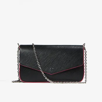 

New Fashion Wavy Pattern Three-Piece Chain Women's Bag Three-in-One Coin Bag Card Bag