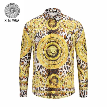 

Leopard Gold Lion 3D Printed Men's Shirt Men Dress Long Sleeve Shirts High Quality Tuxedo Formal Social Shirt Chemise Homme