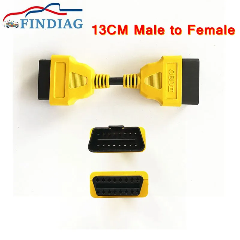 OBD 16 핀 수-암 커넥터 케이블, 13 cm obd2 연장 케이블, 자동차 플러그 연장 코드, 인터페이스 와이어에 적합