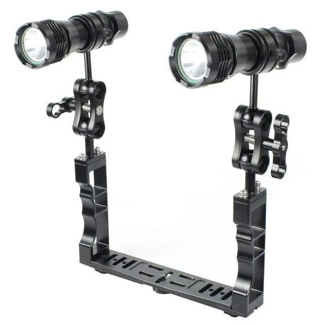  Aluminum alloy Diving Camera Holder Handle Tray Grip Bracket Flashlight Kit for Go Pro Action Camer