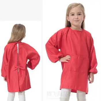 

1PC Long Sleeve Apron Painting Coat Cover Drawing Art Smock Clothes Protector for Children Kids (Red)