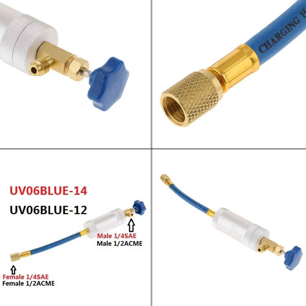MagiDeal Car A/C Oil Dye Injector R12 R134A Quick Coupler Adapter