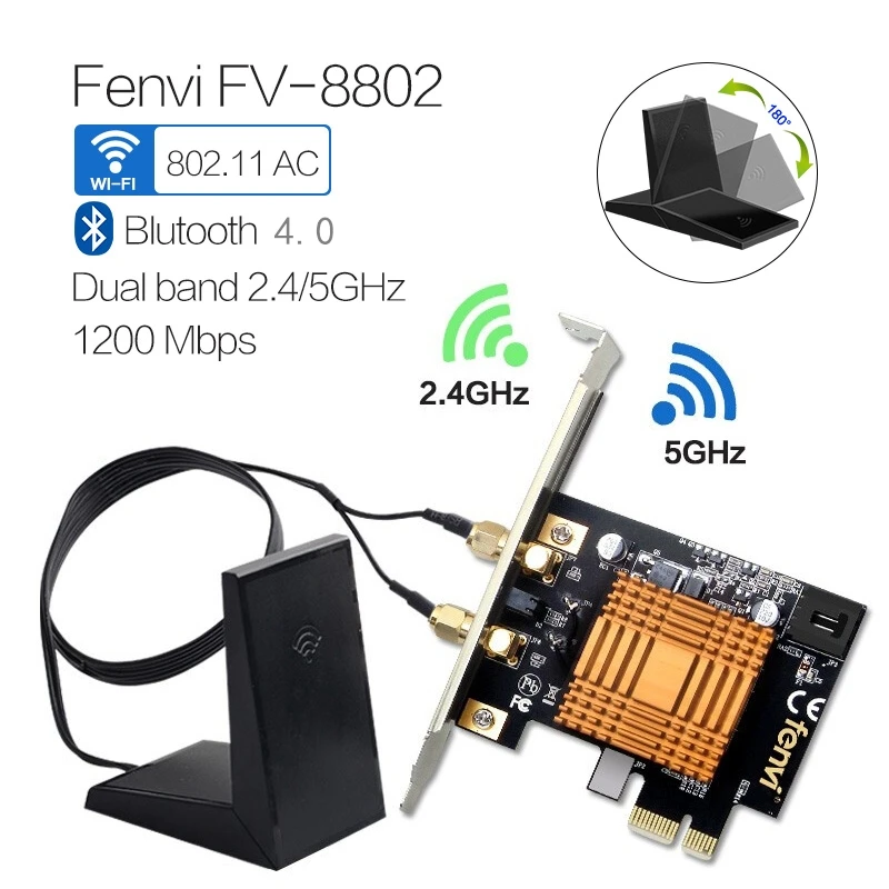 1200 Мбит/с двухдиапазонный PCI E сеть Wlan Беспроводной адаптер для рабочего стола