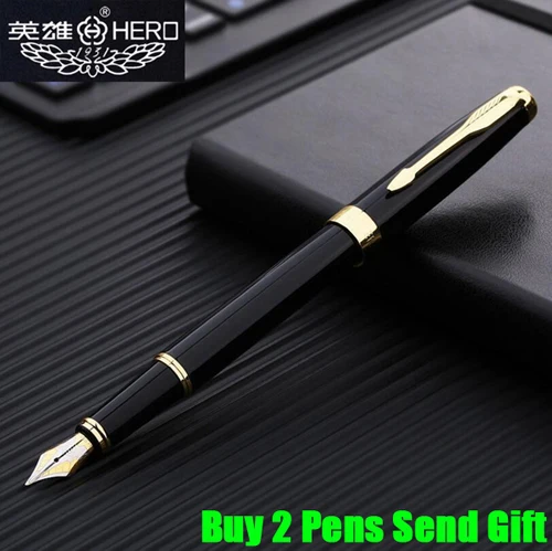 1502 Fountain Pen Брендовая Роскошная перьевая ручка Hero, для офиса, руководителя, быстрое письмо, Подарочная металлическая ручка, купить 2 ручки, отправить подарок - Цвет: 1502 Fountain Pen