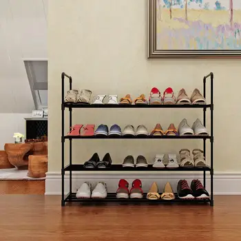 

4 Layers Metal Shoes Rack Home Assemble Modern Strong Bearing Storage Shelf