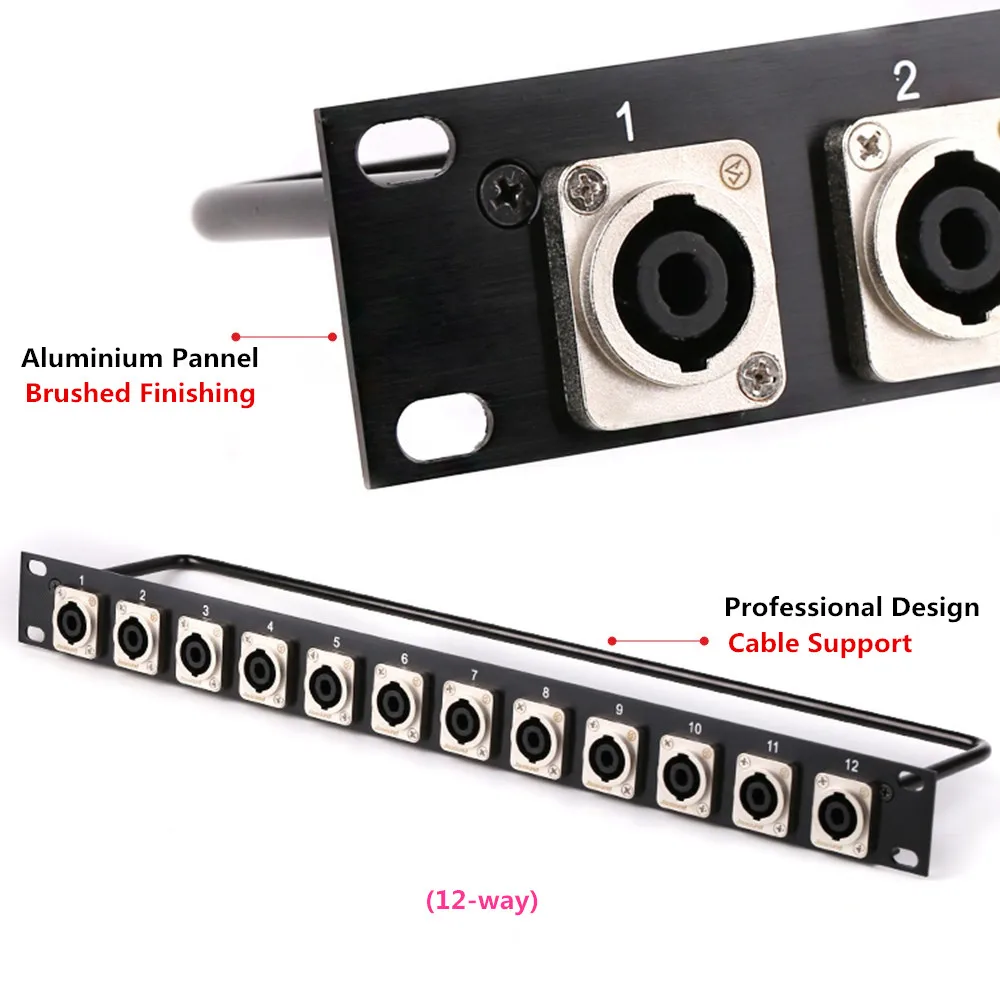 Case do Vôo Montagem para o Cabo de Áudio Rack Remendo Painel 16 Vias Speakon Chassi Connnector 1u Altifalante Profissional Plugue Masculino 8 12 - Image 3