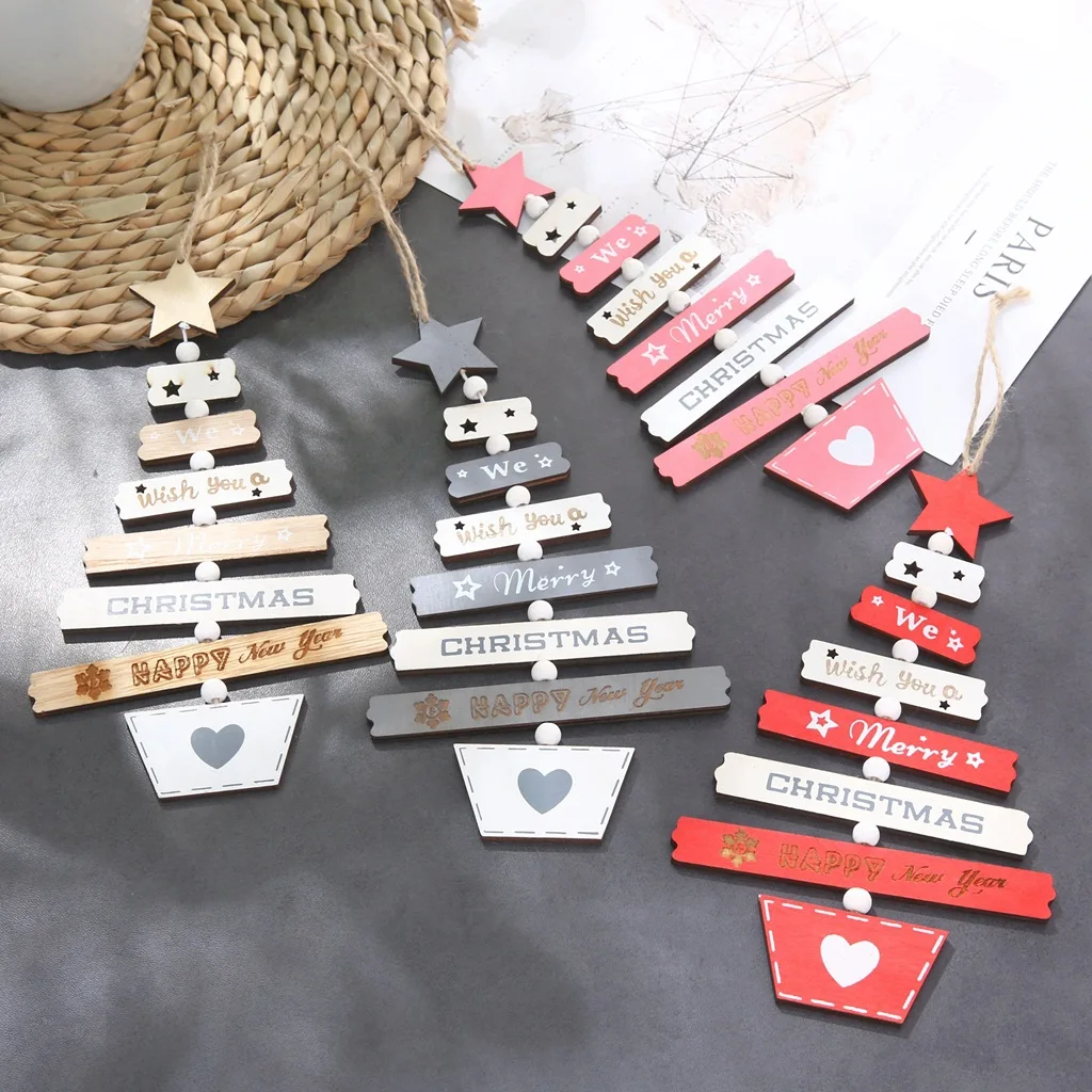 

Merry Christmas Wooden Hanging Christmas Tree Decorations Ornament Wooden Pendants Ornaments for Xmas Tree Ornament Noel Navidad