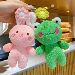 LLavero de peluche con diseño de conejo y oso para chica, llavero creativo con colgante de dibujos animados, Rana, pollo, Animal de juguete, regalo
