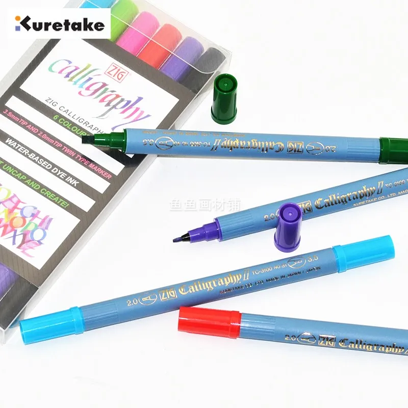Японский Kuretake двойная головка параллельная каллиграфическая ручка с плоской