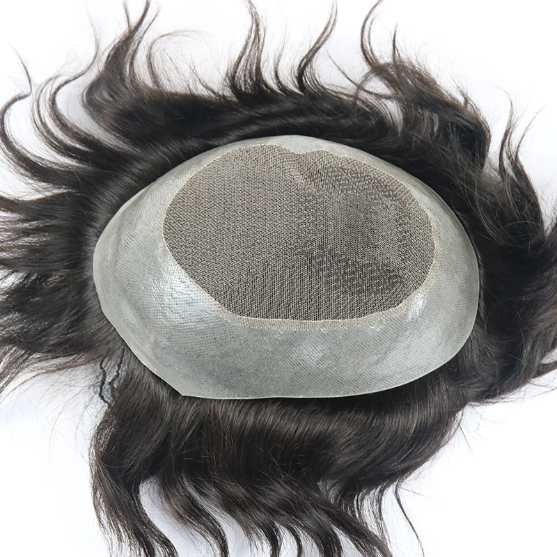 SimBeauty парик из натуральных волос для мужчин кружевной топ с ПУ кожей вокруг с натуральной линией волос 8x10 дюймов мужские волосы кусок