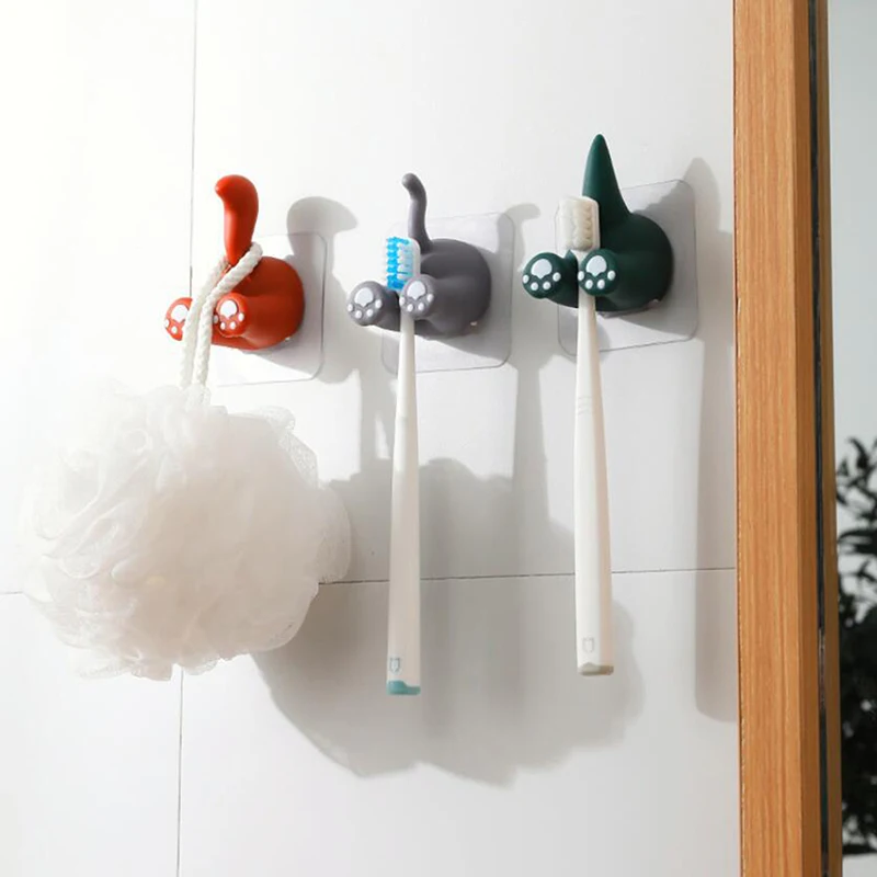 Cactus Toothbrush Holder Bathroom Squirrel Cat Tail Toothpaste Wall Kawaii Suction Rack Container Organizer | Дом и сад
