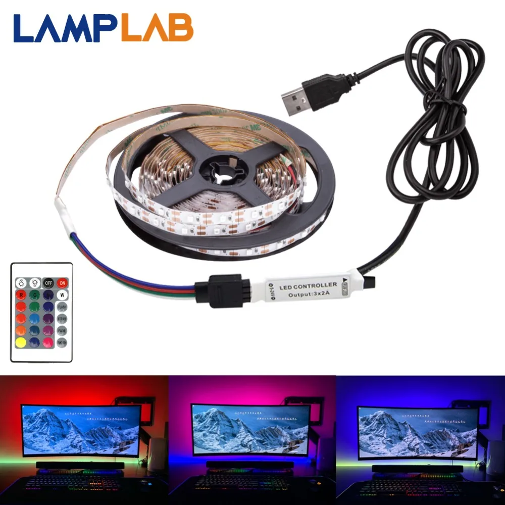 Светодиодная лента USB 5 в пост. Тока 50 см 1 м 2 3 4 SMD 2835 кабель питания 3Key гибкий