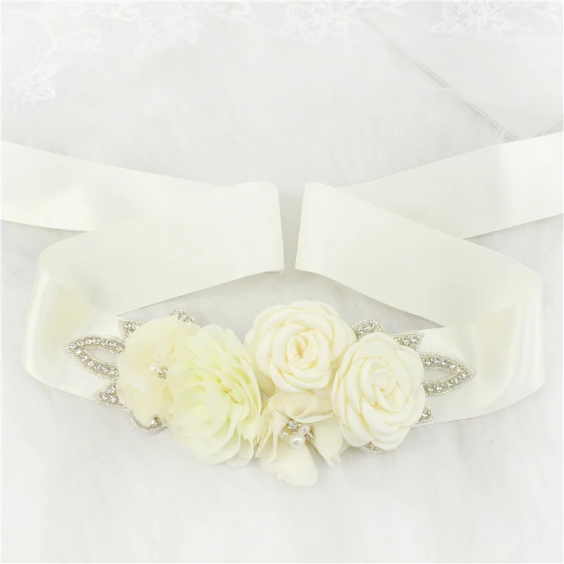 Bridal Waistband Wedding Accessories Bridal Wedding Belts Rhinestone Satin Flower Sash Woman Girl Waistband Sashes Belt